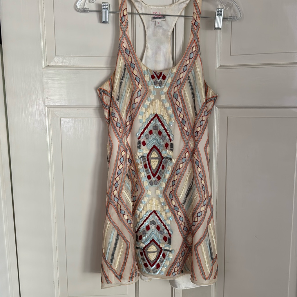 Parker Silk Beaded Party Dress Size Small